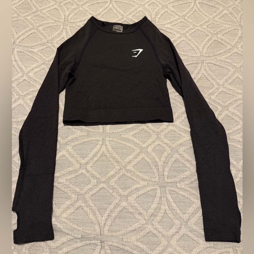 Gymshark Women’s Vital Seamless Long Sleeve Crop, size XS, Black